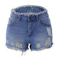 Multicolor Ripped Denim Shorts