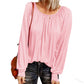 Crew Neck Pleated Long Sleeve Top