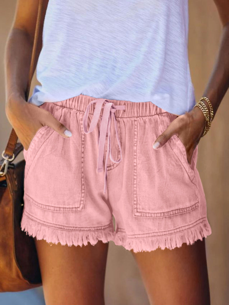 Wlastic Waist Denim Shorts