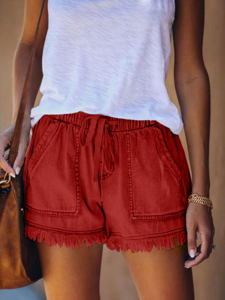 Wlastic Waist Denim Shorts