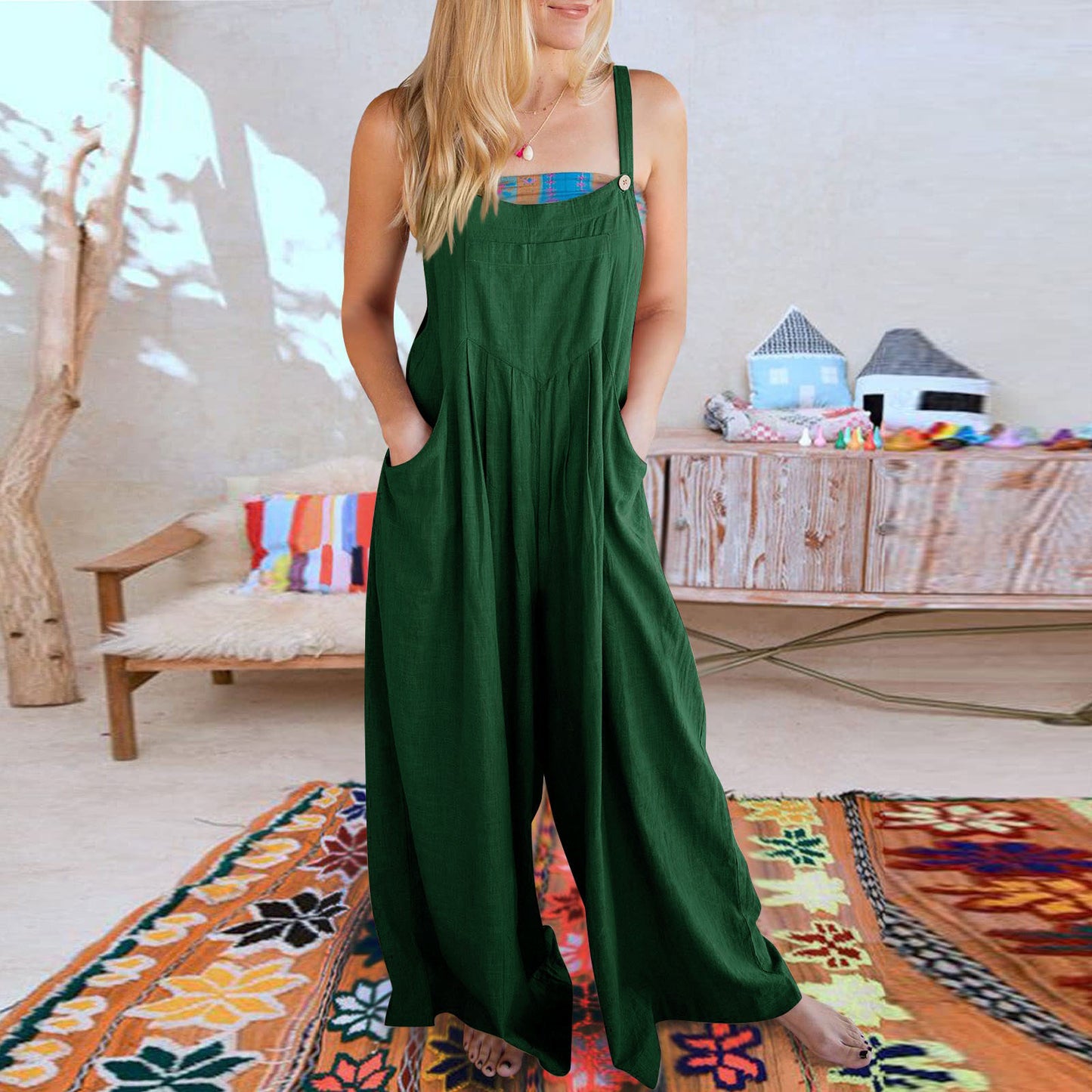 Solid Color Suspenders Jumpsuit-23 Colors