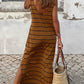 Stripe Print Open Back Sleeveless Dress