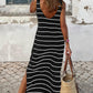 Stripe Print Open Back Sleeveless Dress