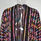 Maxi Cardigan in Multi Colors with Fringe Hem