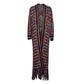 Maxi Cardigan in Multi Colors with Fringe Hem